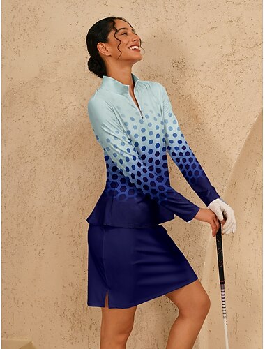  Mujer Camisas de polo Azul Marino Manga Larga Camiseta Ropa de golf para damas Ropa Trajes Ropa Ropa