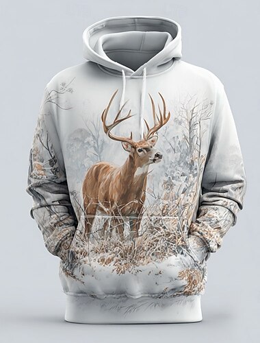  Homens camuflagem Veado Moletom Moda Clássico Gola Redonda Ao ar livre Caça Branco Marron Com Cordão Outono Inverno Designer