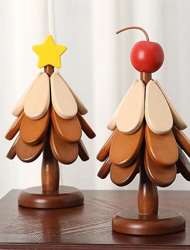  porta-copos de madeira resistente ao calor para árvore de natal, tapetes de mesa criativos em forma de árvore para cozinha e sala de jantar, adequados para tigelas, bules, bandejas de bebidas,