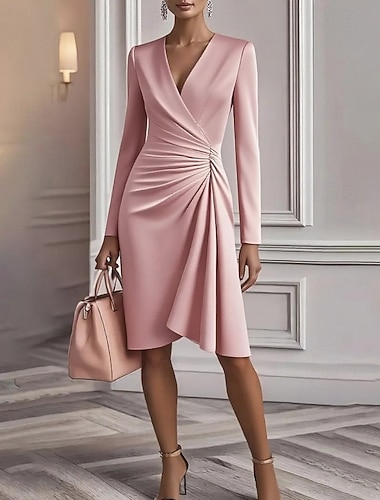 Damen Midikleid Samtkleid Paillettenkleid Partykleid Etui-Kleid Elegant Modern Party Besonderer Anlass Abendgesellschaft Normale Passform Einfach Langarm V Ausschnitt Weiß Rosa Wein Khaki Frühling   Damen Midikleid Samtkleid Paillettenkleid Partykleid Etui-Kleid Elegant Modern Party Besonderer Anlass Abendgesellschaft Normale Passform Einfach Langarm V Ausschnitt Weiß Rosa Wein Khaki Frühling