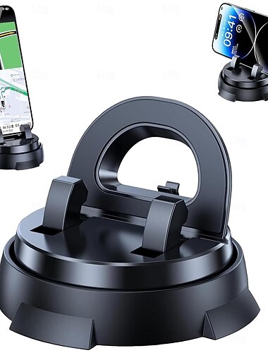  Support de téléphone de voiture rotatif à 360 degrés réglable avec poignée antidérapante en silicone, support de voiture à forte adsorption sans besoin pour tous les téléphones mobiles