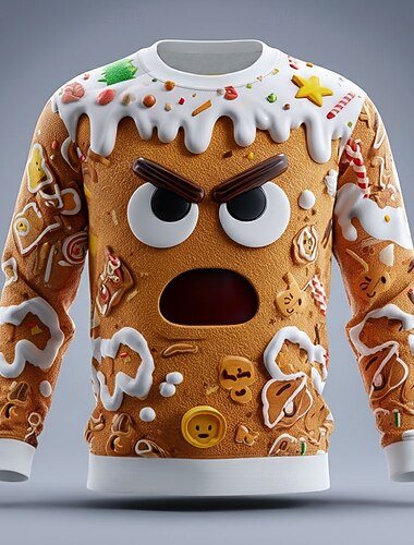 Christmas Miesten Piparkakut miehet College Tyylikäs Juhla Tiukka pyöreä kaula-aukko Loma Juhla Lahja Ruskea Ruskea 2 Crewneck 3D Kaikki vuodenajat Suunnittelija   Christmas Miesten Piparkakut miehet College Tyylikäs Juhla Tiukka pyöreä kaula-aukko Loma Juhla Lahja Ruskea Ruskea 2 Crewneck 3D Kaikki vuodenajat Suunnittelija