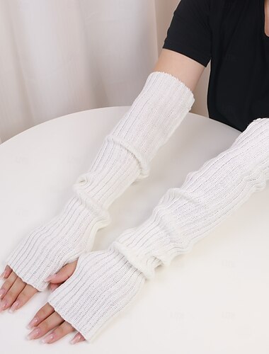  maniche lunghe lavorate a maglia da donna, guanti senza dita a mezze dita per autunno e inverno, calda maglieria da interno in stile coreano per donna