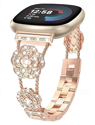  Inteligentny pasek do zegarka Kompatybilny z Fitbit Versa 4, Sense 2, Versa 3, Sense Versa 2 / Versa Lite / Versa SE / Versa Stras Inteligentny zegarek Pasek Damskie Błyszczący Błyszczący Diament