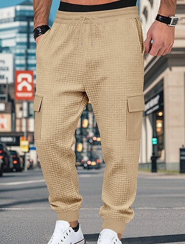 Pánské Nákladní tepláky Tepláky Běžec Kalhoty Šňůrky Kapsy Elastický pas Bez vzoru Pohodlné Outdoorové sporty Denní Módní Na běžné nošení Černá Bílá Lehce elastické