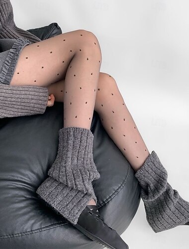  calzini morbidi lavorati a maglia da donna, scaldamuscoli grigi a metà polpaccio con spacco laterale, copricalzini comodi in stile giapponese Y2K per autunno inverno