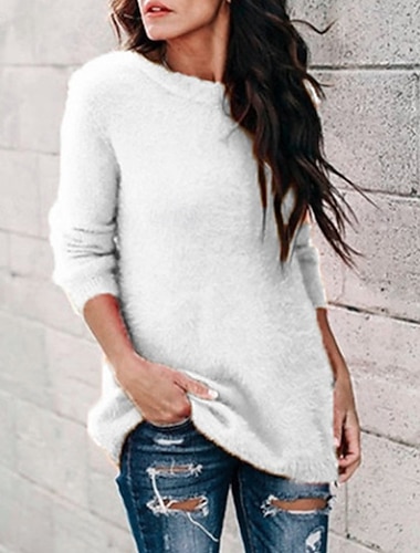  نسائي سترة جاكيت صوف أناقة الشارع كاجوال لون سادة مضلع رقبة عالية مدورة محبوك كم طويل قمصان عادية متماسكة الأماكن المفتوحة مناسب للبس اليومي عطلة نهاية الاسبوع أسود أبيض الخريف الشتاء