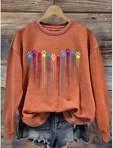  Γυναικεία Pullover Γραφική Ζώο Ζεστό Κλασσικό Καθημερινό Μακρυμάνικο Στρογγυλή Ψηλή Λαιμόκοψη Κανονικά μπλουζάκια Σπίτι Δρόμος Καθημερινή Ένδυση Στάμπα