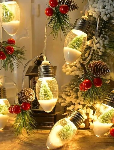  أضواء خيوط مصباح خيالي على شكل نجمة ثلج شجرة، مصابيح 1.5م 10 LED تعمل بالطاقة بواسطة بطارية، أضواء متدلية للنافذة، الشرفة