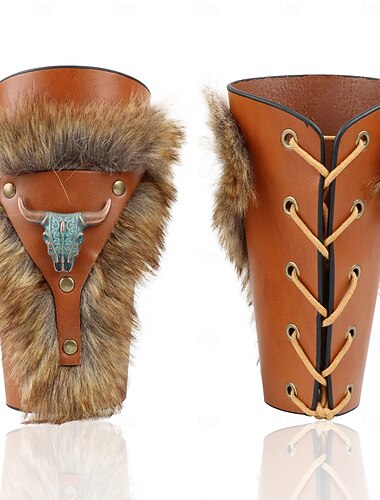  Retro Vintage Medieval Renaissance Armor Wristband Arm Guards Warrior Viking Fancy Dress Men's Women's Unisex Viking Halloween Carnival Performance LARP Ren Faire Adults Wrist Brace
