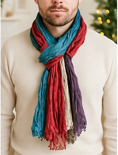 Geplooide sjaal voor heren in meerdere kleuren - zacht en stijlvol, perfect voor wintermode en kerstcadeaus