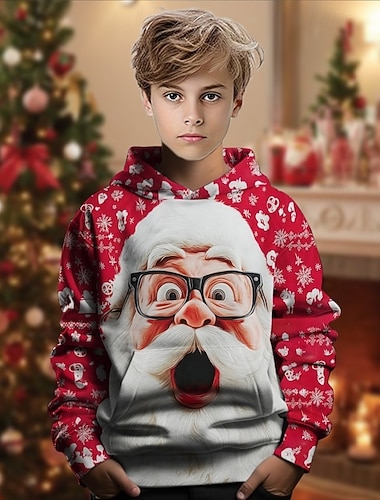 Новогодняя тематика Мальчики 3D Графика Дед Мороз Толстовка Длинный рукав Весна Осень Мода Уличный стиль Дети 4-12 лет Капюшон на открытом воздухе Повседневные Стандартный   Новогодняя тематика Мальчики 3D Графика Дед Мороз Толстовка Длинный рукав Весна Осень Мода Уличный стиль Дети 4-12 лет Капюшон на открытом воздухе Повседневные Стандартный