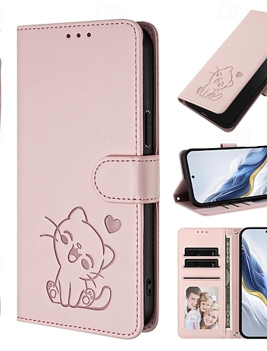  puhelin Etui Käyttötarkoitus Samsung Galaxy S25 S24 S23 S24 FE S22 Plus Ultra S23 FE A56 A36 A26 A16 Lompakkokorttikotelo Koko vartalon suoja Lanyardin kanssa Iskunkestävä Kissa Retro TPU PU-nahka