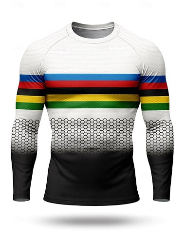  בגדי ריקוד גברים חולצת דחיסה טישרט לריצה הדפסת תלת מימד שרוול ארוך שכבת הבסיס שיפוע ייבוש מהיר דחיסה טייץ פתילת לחות כושר אמון הדרכה פעילה רכיבת אופניים בגדי ספורט לבוש אקטיבי שחור