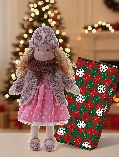  Håndlaget waldorfdukke til babyjente med koselige klær - 11,8 tommers myk plysjdukke med gaveeske for småbarn, ideell julegave til jenter og barn