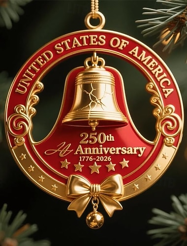  Yhdysvaltojen 250-vuotisjuhlan vapaudenkellokoriste, vintage-kello, joulukuusen koriste isänmaallisilla muistoesineillä, metallinen roikkuva muistoesine kotiin, puutarhajuhliin, lomakoristeisiin