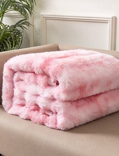  Manta de piel sintética de conejo de doble cara con efecto tie-dye, gruesa para la siesta en otoño e invierno, funda para sofá y hogar, 2025