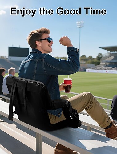  Stadionplasser for tribuner med ryggstøtte og tykk polstret pute, 24 tommers ekstra bred bærbar, lenestol med valgfrie armlener, 4 lommer og skulderstropper