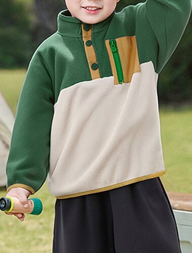  Bambini Unisex Giacche da baseball Capispalla Blocco di colori Manica Lunga Comfort Cappotto All'aperto Moda Quotidiano Verde Primavera Autunno Dai 4 anni in su