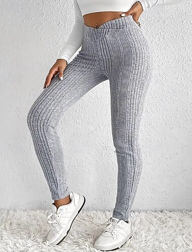 Dámské Upnuté punčocháče Legíny prázdniny Vinobraní Šik ven Plná délka Vysoký pas Bez vzoru Proužky Elastický pas Pohodlné Lehce elastické Elastické Venkovní Dovolená Denní Světle šedá Černá Podzim