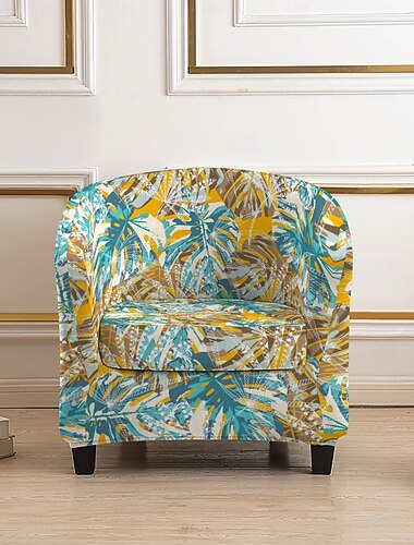  Funda para sillón club, de poliéster, con estampado de rayas, plantas o geométrico, duradera y antideslizante para sala de estar.