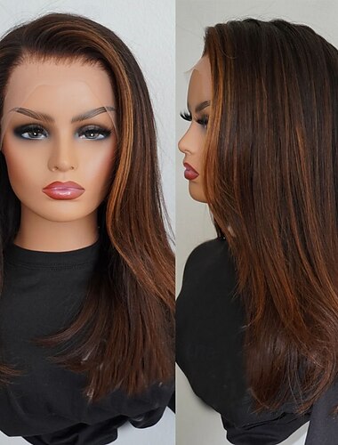  Perruque Cheveux Naturel humain 5x5 Fermeture dentelle frontale 13x4 Cheveux Brésiliens Lisse Marron Partie libre Femmes Densité 150% 180% we say baby hair Cheveux Mèches / Balayage 100% Vierge Sans