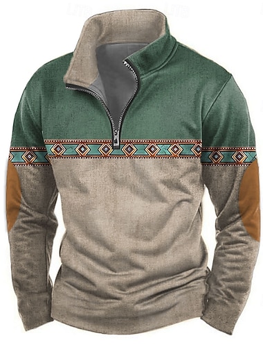  Ανδρικά Φυλής Πουλόβερ Etnic Vintage ρετρό Μακρυμάνικο Ζιβάγκο ΕΞΩΤΕΡΙΚΟΥ ΧΩΡΟΥ Υπαίθρια Αθλήματα Θαλασσί Πράσινο του τριφυλλιού Χακί Φερμουάρ Τρίμηνο φερμουάρ Φθινόπωρο Χειμώνας Σχεδιαστής Τ M L XL