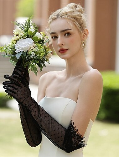  Háló Könyökön felül Kesztyű Elegáns / Buli / Este / Stílusos Val vel Tiszta Szín Esküvői / party kesztyű