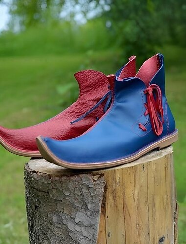  Vintage Mittelalterlich Renaissance Schuhe Stiefel Flache Jazzstiefel Fee Ranger Elfen Farbblock Kostüm Herren Damen Keltisch Seeräuber Fantasie Halloween Karneval Maskerade Alltagstauglich LARP