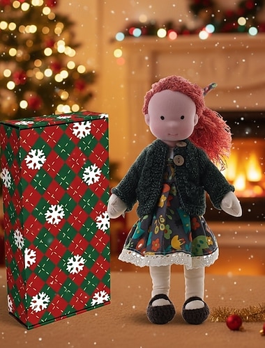  Håndlaget waldorfdukke til babyjente med koselige klær - 11,8 tommers myk plysjdukke med gaveeske for småbarn, ideell julegave til jenter og barn