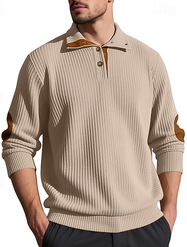  בגדי ריקוד גברים טרנינג קורדורוי סווטשירט קפוצ'ון בסוודרים תעצור בצד קפוצ'ון כפתור שחור לבן ירוק צבא חאקי אפור צווארון עומד(סיני) אחיד טלאים בלוק צבע ספורט וחוץ קזו'אל יומי סגנון רחוב מגניב בגדי ספורט