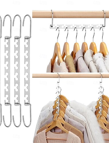  5 Pack Space Saving Hangers for Clothes, Heavy Duty Hanger Organizer 30 Lbs Capacity, Metal Magic Hanger, Sturdy Multi Hangers, Closet Space Saver Closet Organizers and Storage