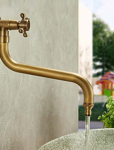  Robinet extérieur en cuivre antique allongé robinet froid simple vadrouille robinet mural extérieur rotatif
