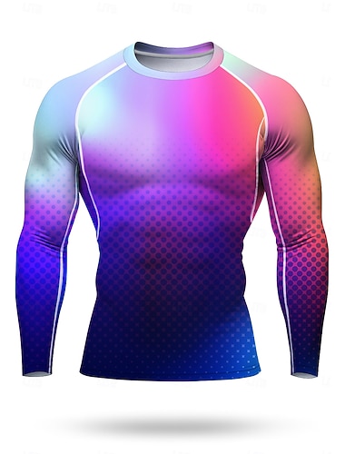  Férfi Uniszex Majica za trčanje Sportos póló Torna póló Fitness póló Edzés ing Hosszú ujj Póló Mértani UPF 50 UV ellenálló Mekano Upijanje znoja Mountain bike Edzőterem edzés Túrázás sportruházat