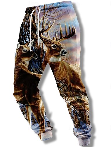  Per uomo Animale Renna Caccia Pantaloni da tuta Joggers Pantaloni Misura del girovita medio Vita elastica con coulisse Casual Vintage Retrò All'aperto Campeggio & Escursionismo Caccia Pantaloni