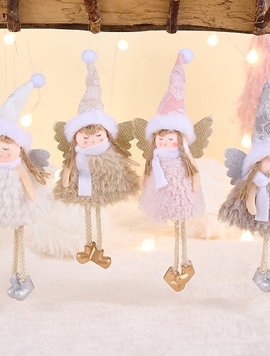  Kerst handgemaakte engel ornament kerst roze engel meisje hangende decoratie Europese stijl hanger voor kerstboom