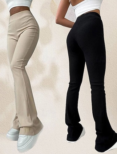  Γυναικεία Πάτος καμπάνας κινέζικα Κομψό στυλ street Καθημερινό Πλήρες μήκος Μεσαία Μέση Σκέτο Ελαστική μέση Άνετο Μικροελαστικό ΕΞΩΤΕΡΙΚΟΥ ΧΩΡΟΥ Ένδυση γυμναστικής και άθλησης Καθημερινά Σομόν Μαύρο