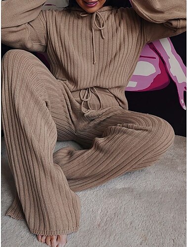  Γυναικεία Μοντέρνα Κομψό στυλ street Σετ παντελονιών Τοπ μπολερό Μακρυμάνικο Με Κουκούλα Συμπαγές Χρώμα ΕΞΩΤΕΡΙΚΟΥ ΧΩΡΟΥ Causal Καθημερινά Μαύρο Ανθισμένο Ροζ Ρουμπίνι Φθινόπωρο Κανονικό