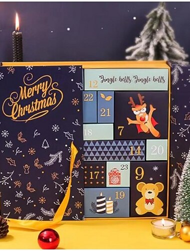  24 Gitter leere Weihnachts-Adventskalender-Boxen DIY nachfüllbare Weihnachts-Blindbox 24 Tage Advents-Countdown-Geschenkboxen Kraftpapier-Bonbonbox Neujahrsdekorationen