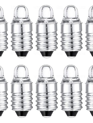  e10 led-lampor 3 volt 3v miniatyrficklampa e10 ersättningslampor minilampor kallvita 10 st