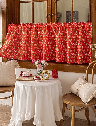  Weihnachtsdekoration Szene Setup kurze Vorhänge, europäischen Stil Schneemann &Fenstervorhänge mit Süßigkeitendruck für das Wohnzimmer &Schlafzimmer, Großhandel