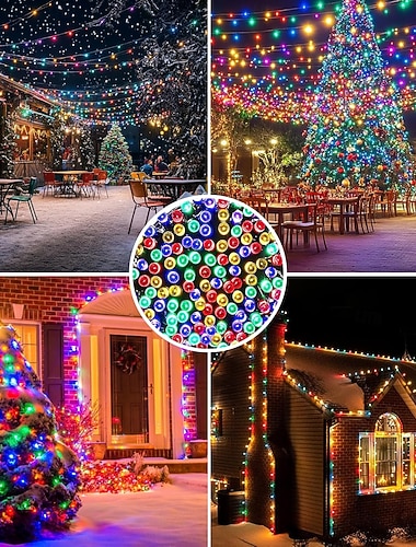  utomhus vattentäta solar led slingljus 5m-20leds 7m-50leds 12mm-100leds 22m-200leds jul fe ljus semester belysning träd ljus bröllopsfest julgran trädgård inomhus utomhus dekoration