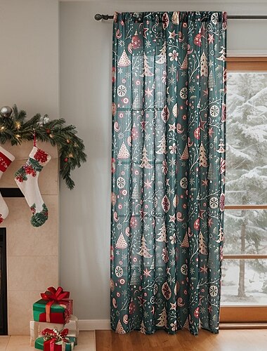  Jul Gardiner Amerikansk Stil Ferie Tema Trykte Gardiner Rektangulær Blackout Vindu Gardin Dekorativt Stoffpanel Ferdiglaget Hjemmedekorasjon