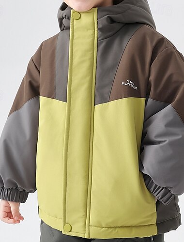  Barn Gutt Fleece-jakke Turjakke Utendørsjakke Yttertøy Fargeblokk Langermet Glidelås Frakk utendørs Mote Daglig Mørkegul Lyseblå Vår Høst 4 år +