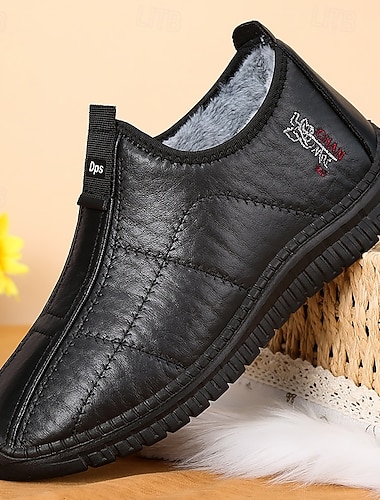 Vanntette vintersko for menn med varmt pelsfôr, lette, uformelle utendørsloafers med antiskli for kaldt vær   Vanntette vintersko for menn med varmt pelsfôr, lette, uformelle utendørsloafers med antiskli for kaldt vær