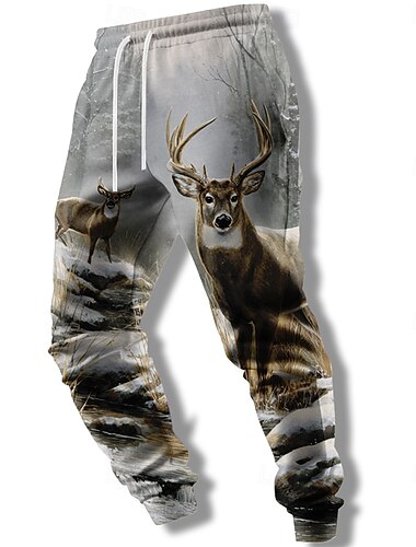  Homme Renne Chasse Joggings Pantalon Jogger Pantalons Taille Moyenne Taille élastique à cordon Occasionnel Vintage Rétro Extérieur Camping & Randonnée Chasse Cordon de serrage Pantalon de survêtement
