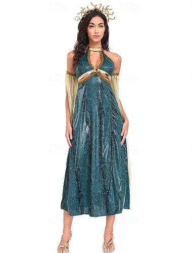  Ancient Greek Roman Fancy Costume Toga Dress Medusa Goddess Fancy Dress Women's Fantasy Halloween Carnival Performance Adults' Dress
