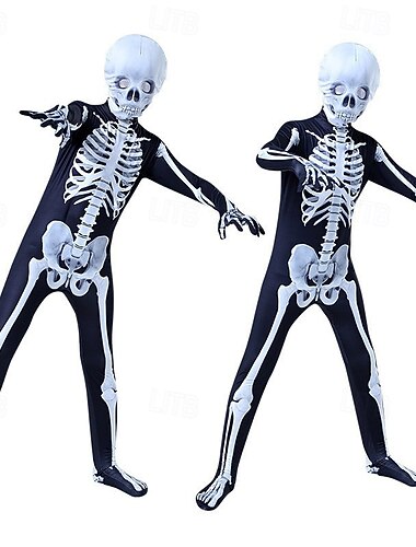  Skjeletthodeskalle Halloween cosplay-kostyme One Piece Barn Gutt Jente Maskerade Halloween Maskerade Enkle Halloween-kostymer Kle seg Ut