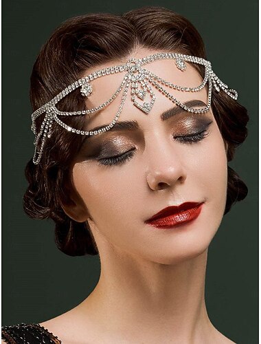  Damehodeplagg med strass fra 1920-tallet, Gatsby-hårpynt med vintagestil, til Gatsby-temaballer og Halloween-fester