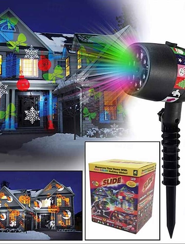  אורות מקרן פתית שלג לחג המולד, אורות מופע שלג לד חיצוניים, מנורת LED לחג המולד, מקרן עמיד למים IP44, מנורת מקרן שלג יורדת לגינה, דשא פטיו